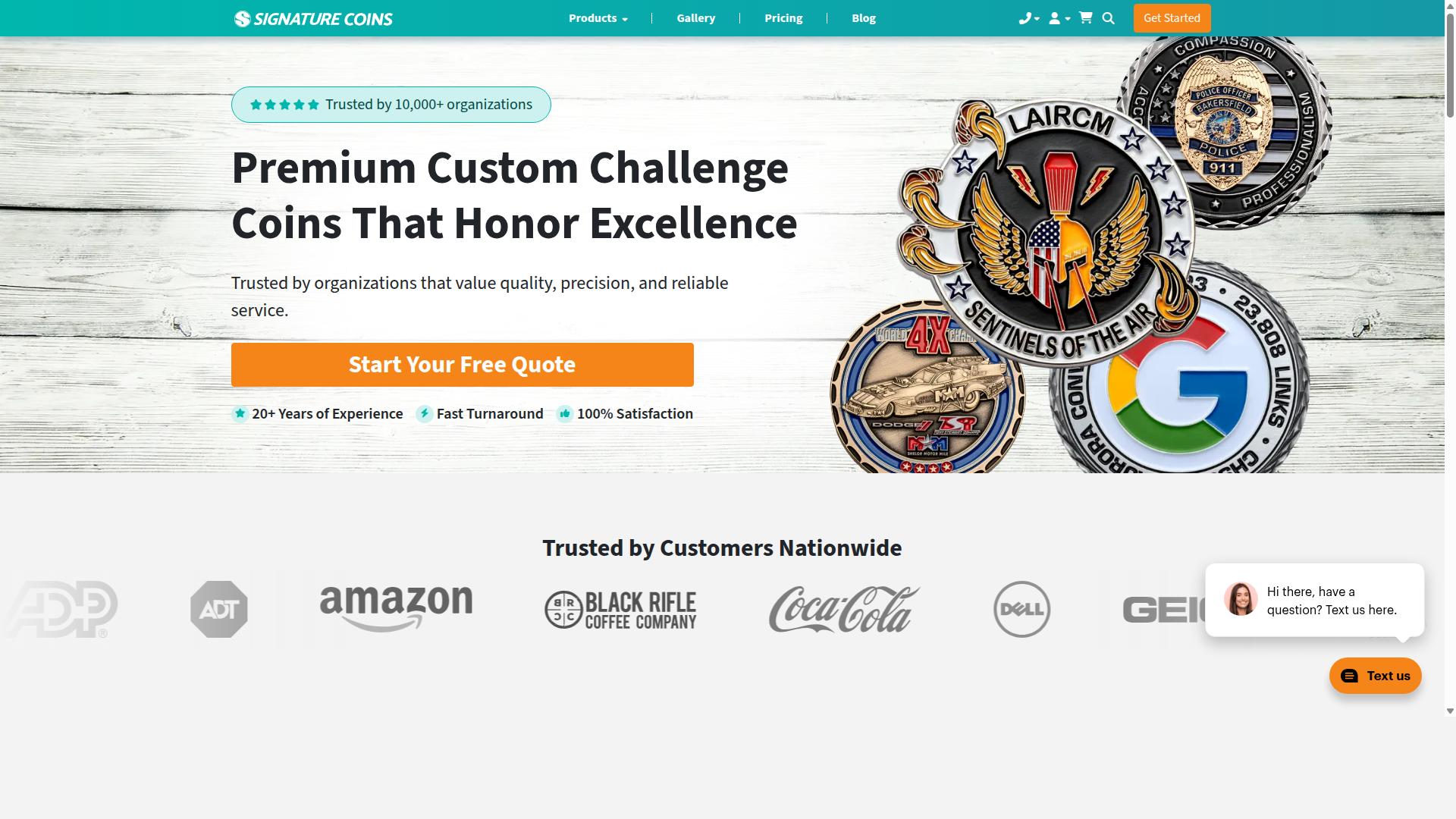 Signature Coins website